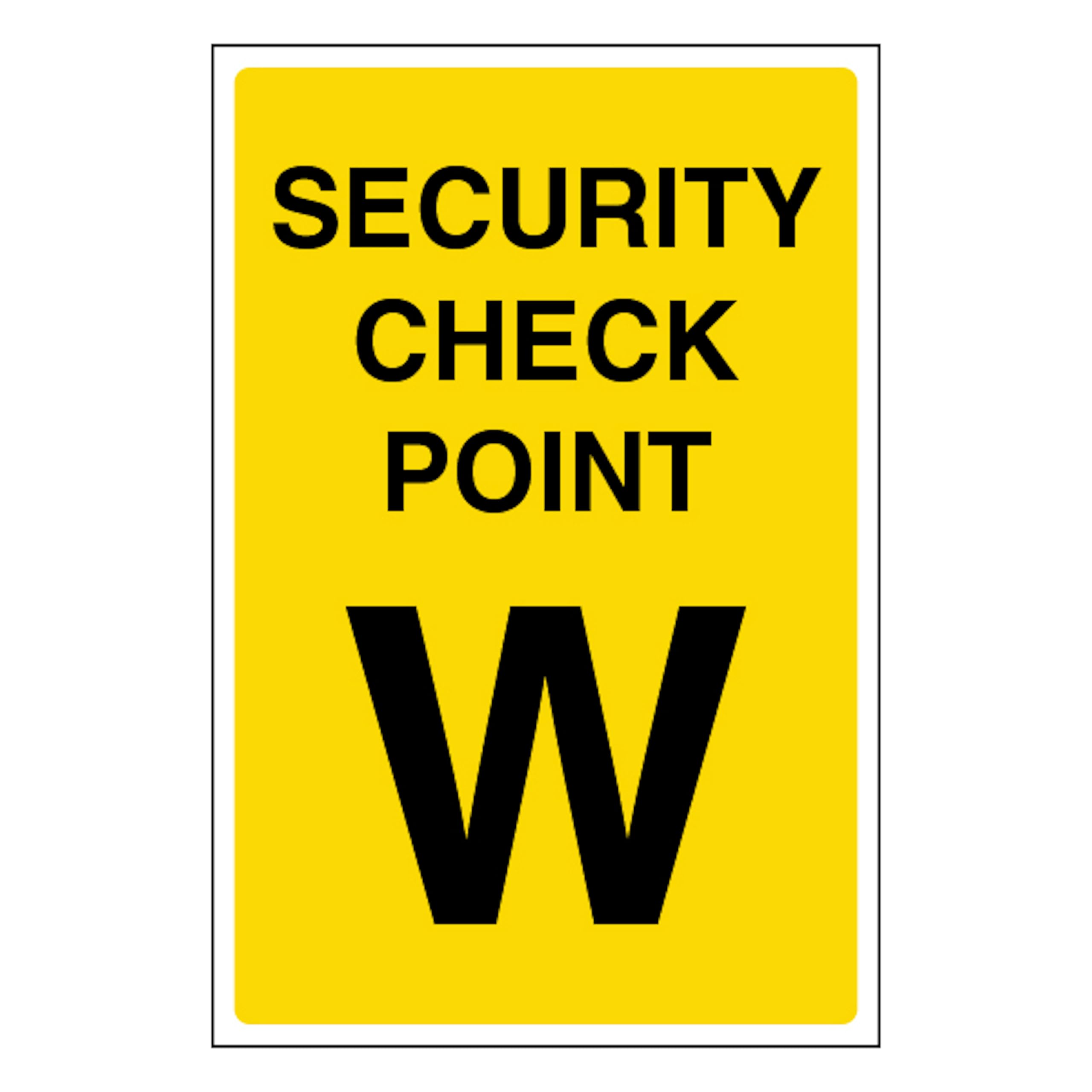 V Safety Security Check Point W 200 x 300mm - 1mm Rigid Plastic