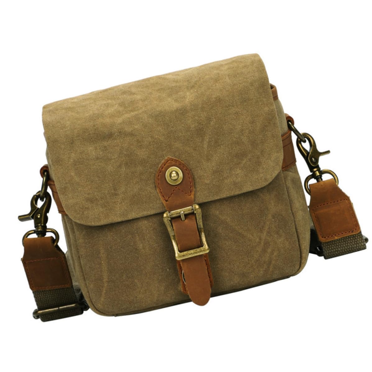 VILLCASE Bolsa para Cámara Réflex Portátil de Lona Ligera Color Caqui Correa de Hombro, Estuche Compacto Adecuado para Fotografía y Viaje