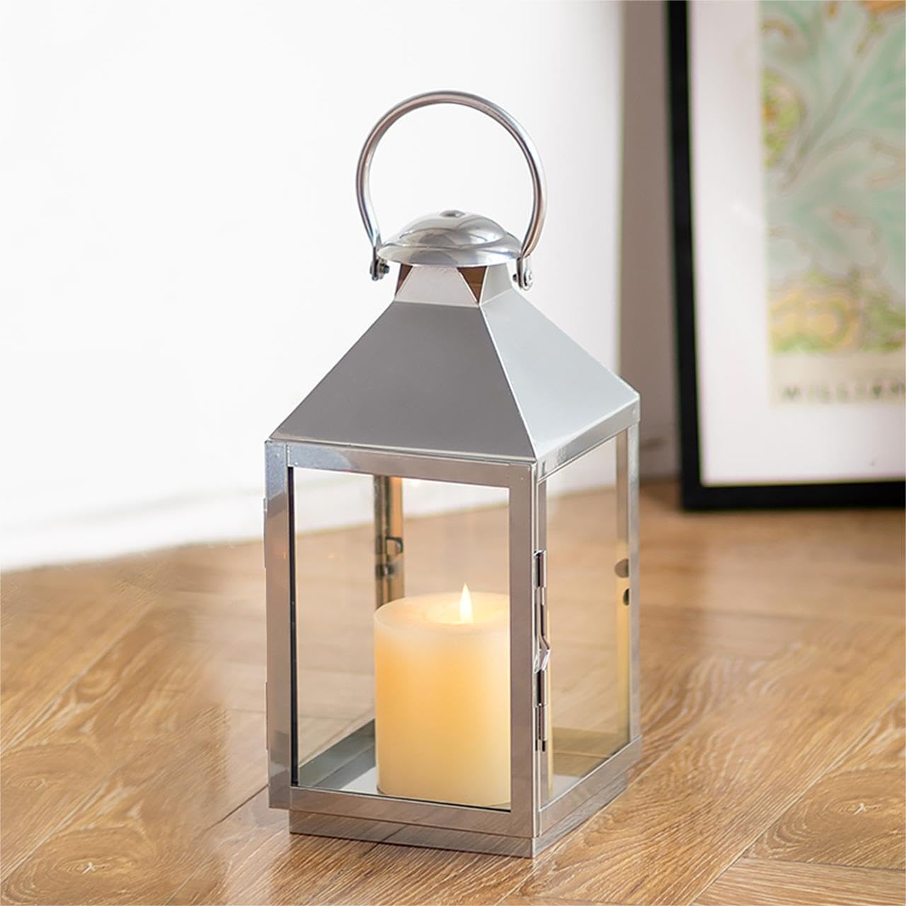 NUPTIO Tumba Linterna Cementerio Linternas para Velas: 35cm Al Aire Libre De Metal Linterna Linterna Urna De Plata Tumba Resistente A La Intemperie Luz del Viento Al Aire Libre Gran Jardín Interior