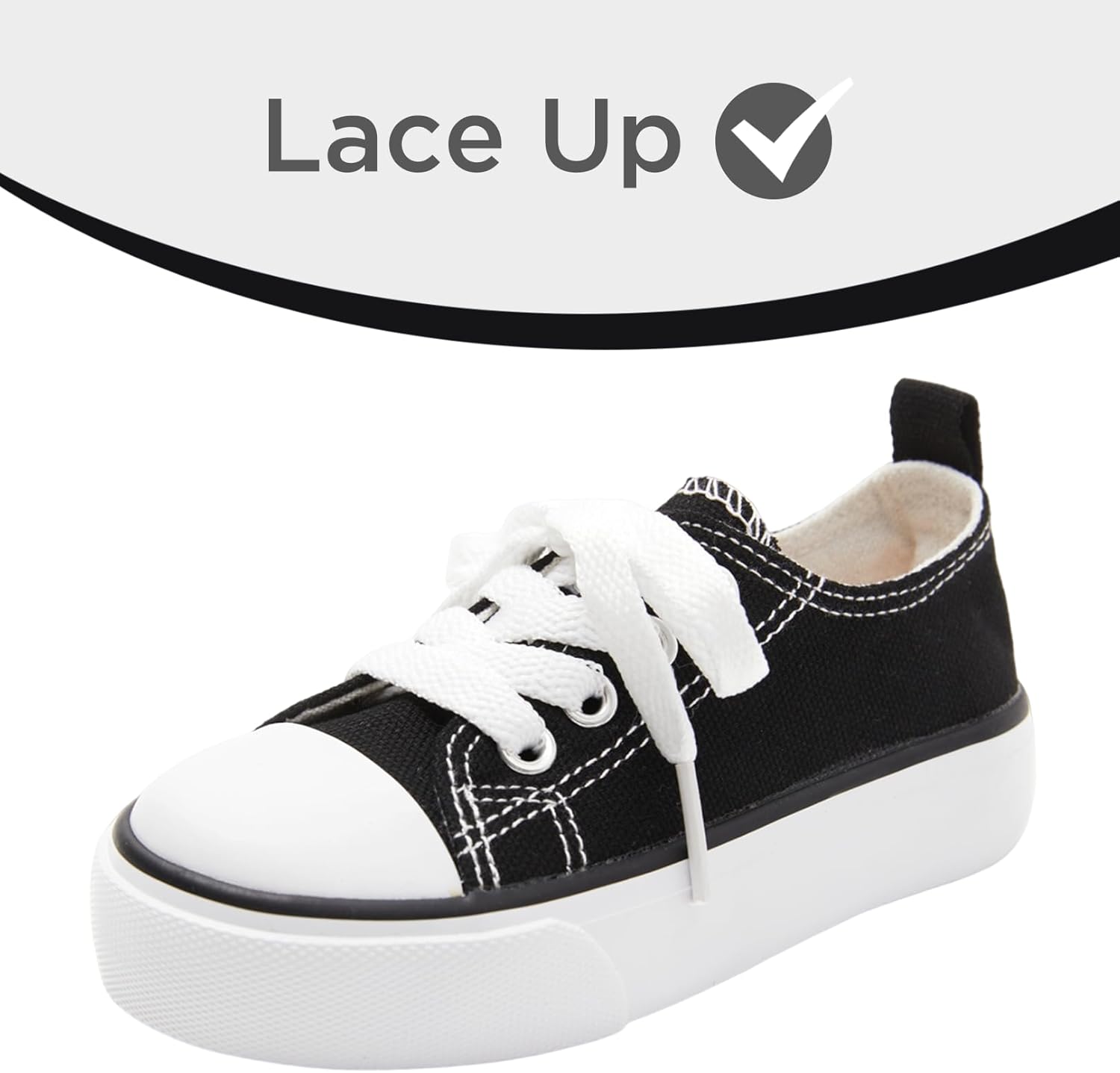 PATPAT Toddler Little Big Kid Lace Up Sneakers Solid Color Canvas Shoes for Girls - Image 3