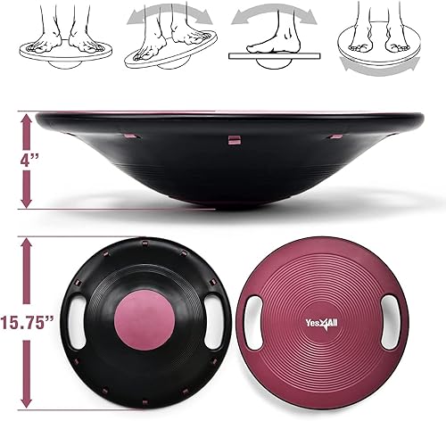 Miniatura 6 de Yes4All Tabla de equilibrio tambaleante mejorada, TPE antideslizante de 16.34 pulgadas, tabla de estabilidad para gimnasio en casa, escritorio de