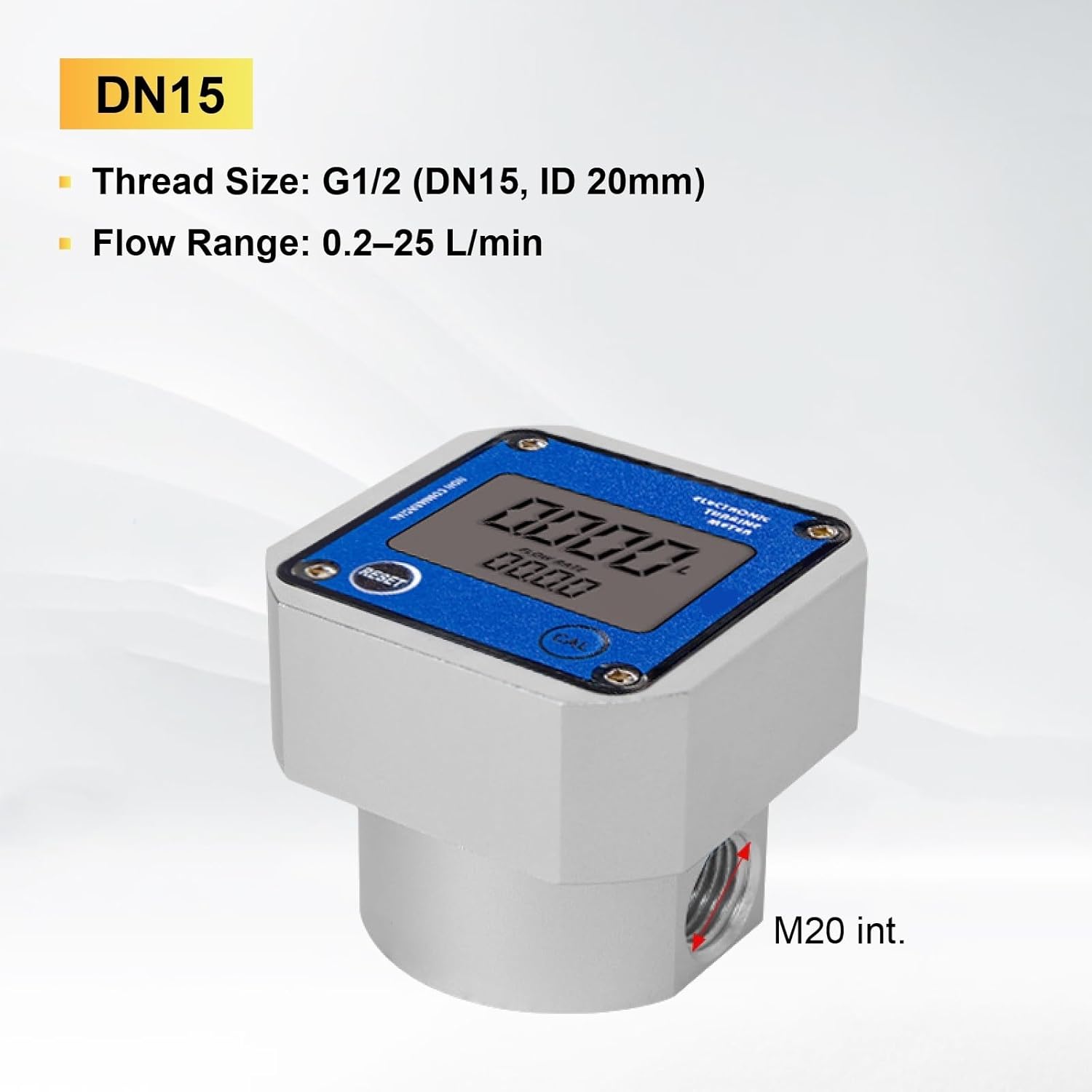 Mini Oval Gear Flow Meter for Liquid RS485 Digital Flow Sensor 0.1‑50 L/min Aluminum G1/4 G1/2 Real Time Display(G1-2)