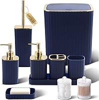 Vista 49 de Bathroom Accessories Set - 25PC Bathroom Sets with Shower Curtain and Rugs, Orange Bathroom Accessories with Trash Can, Soap Dispenser, Soap Dish &