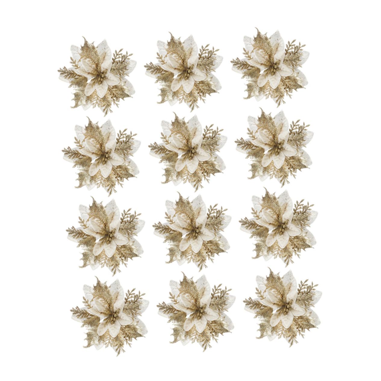 1 Ensemble 12 pièces Simulation de Fleur de noël pétale de Poinsettia Fleur de noël Faux Poinsettia de noël Ornements d'arbre de noël Fleur Artificielle décorations en Tissu Poudre