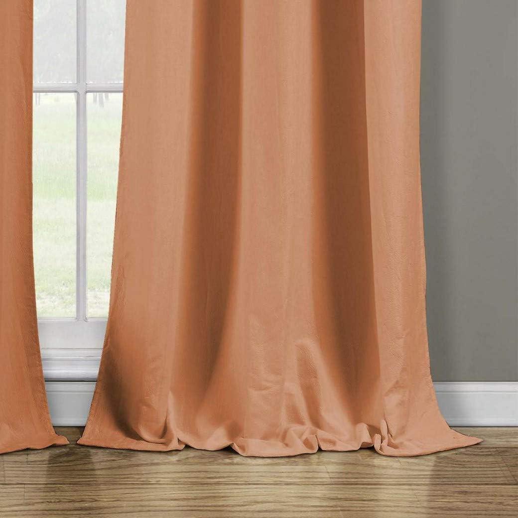 Duck River Textiles - Mildred Crushed Linen Textured Grommet Top Window Curtains for Living Room & Bedroom - Assorted Colors - Set of 2 Panels (38 X 84 Inch - Salmon)