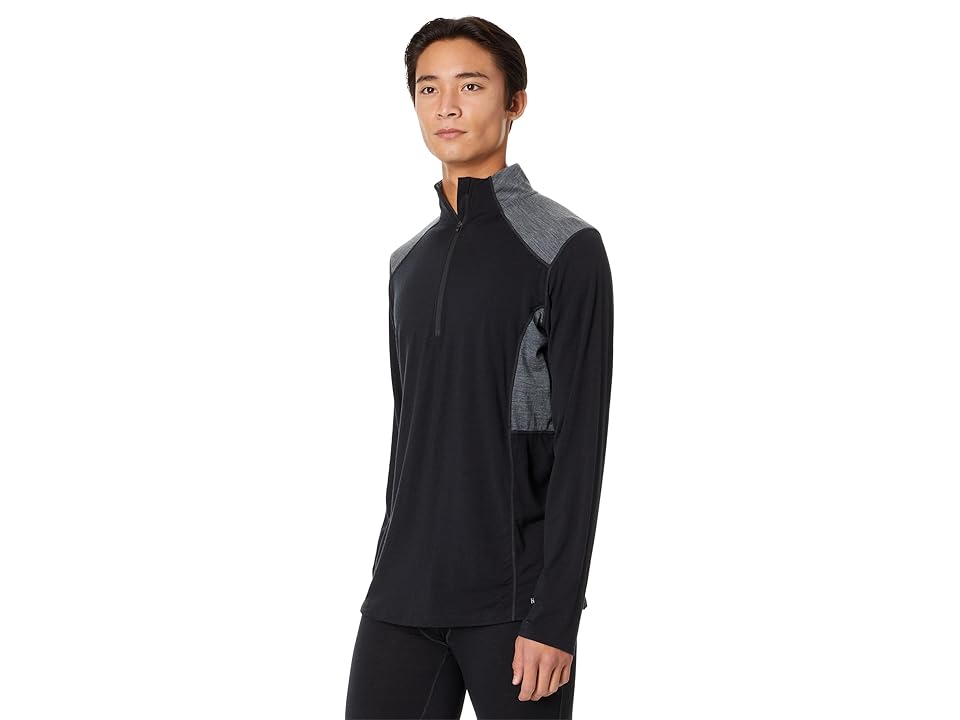 Hot Chillys Clima-Wool Zip-T (Black/Grey) Men's Clothing INTERNATIONAL SHIPPING