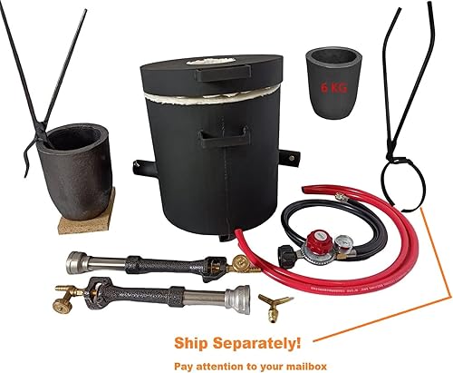 Miniatura 2 de Kit de horno de fusión de metal de gas de doble quemador de 35.3 lbs, herramienta de fundición de forja de propano Elevación y vertido 2 en 1 pinzas