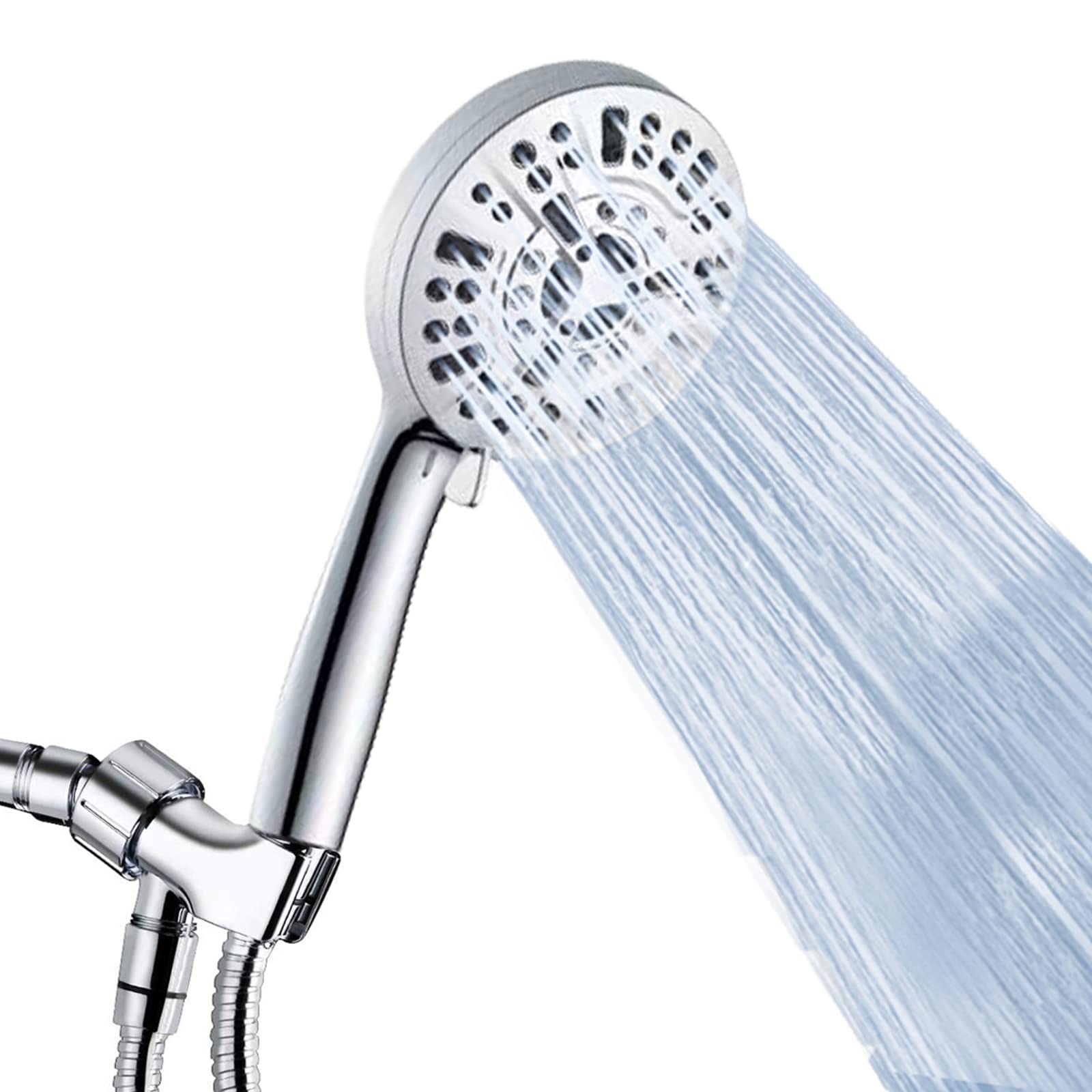 Alcachofa de Ducha, Cabezal de Ducha con Filtro, 10 Modos Cabezal Ducha, Grifo Ducha de Mano con Alta Presiòn, Ahorro de Agua Cabezal Ducha con Manguera, ABS, Cromo