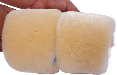 Miniatura 4 de Plantillas de piel de oveja para hombre y mujer, con insertos de vellón de piel de lana gruesa de alta calidad, acogedoras y esponjosas, beige