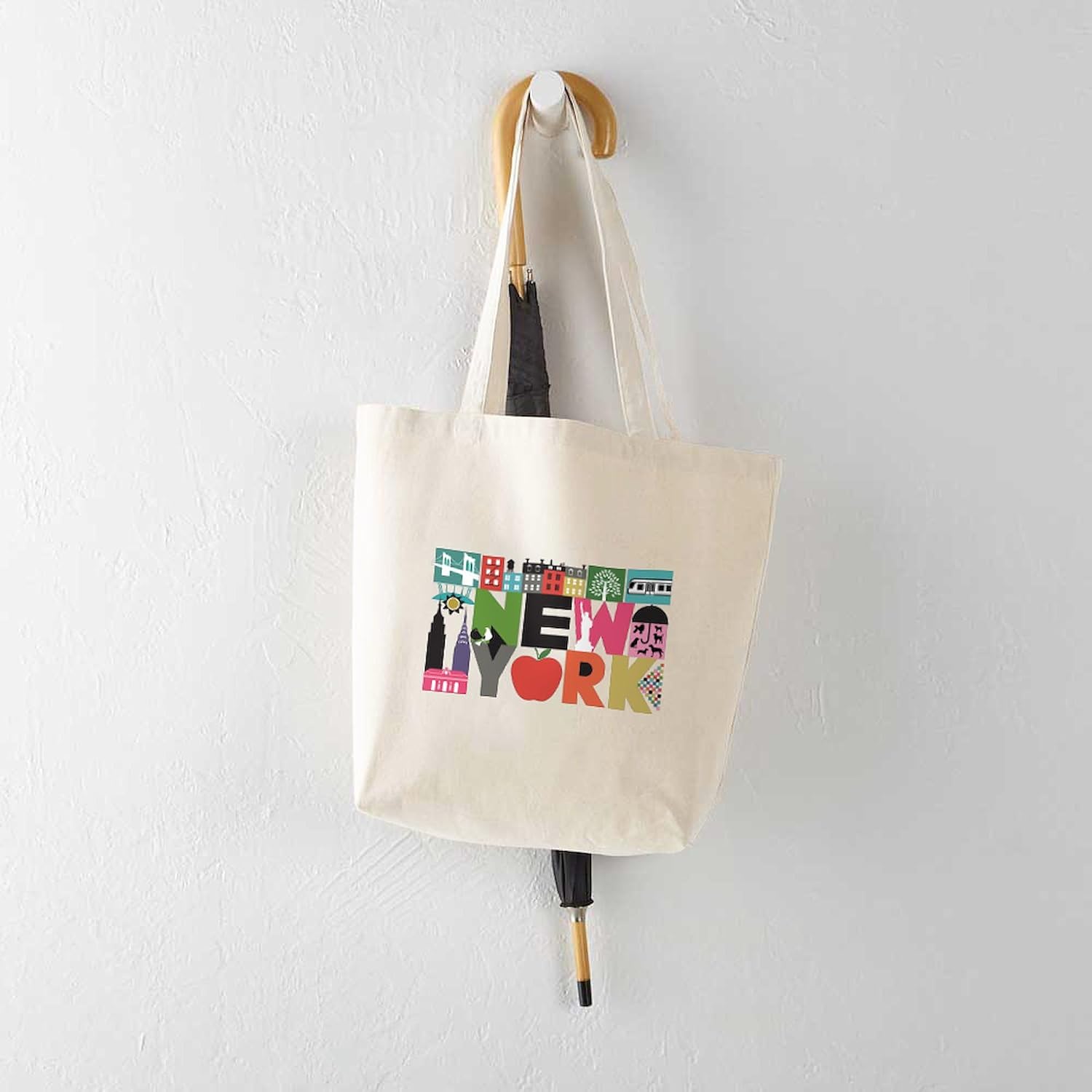 CafePress Unique New York Block by Block Tote Bag Reusable Natural Beige Canvas Shopping Bag