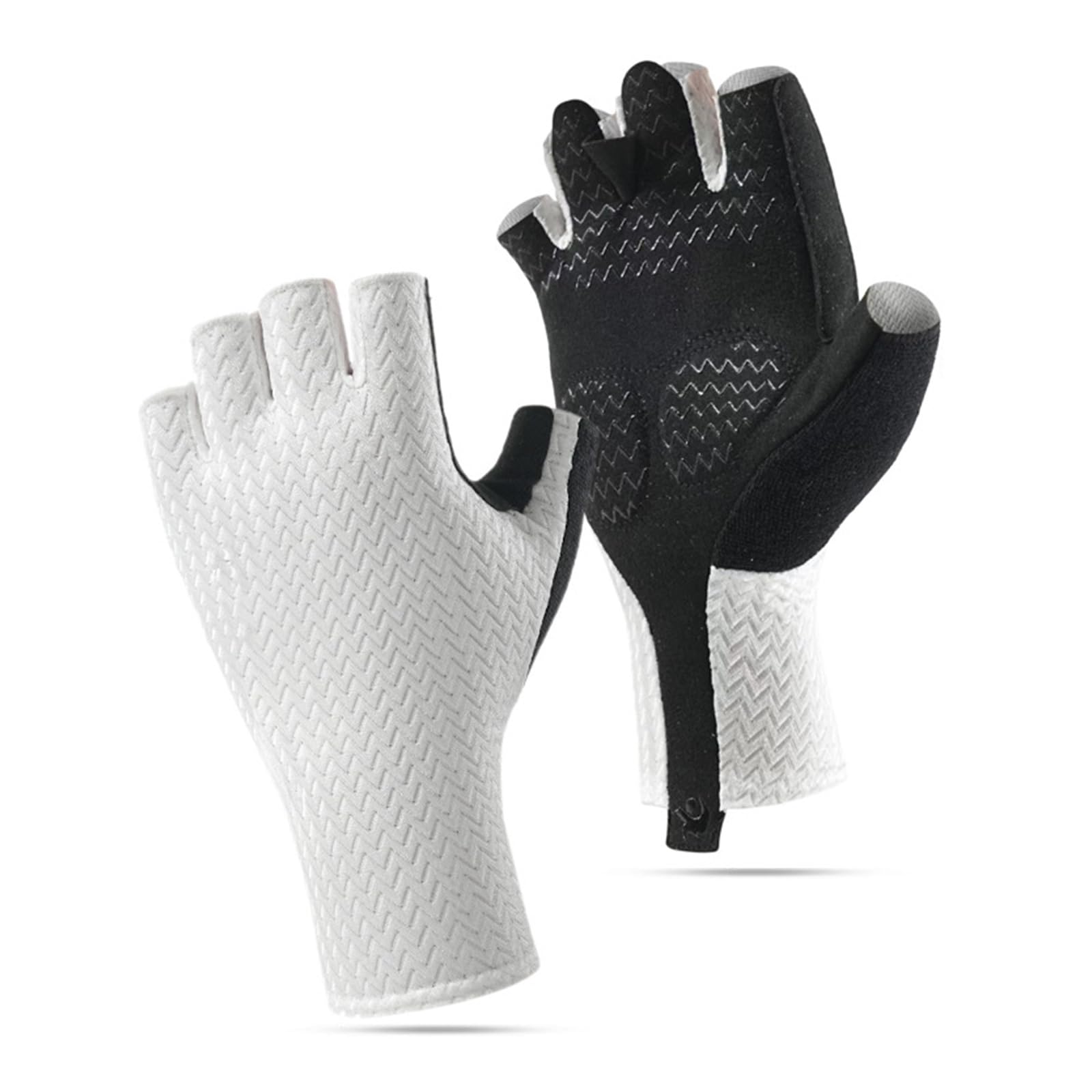 Kalttoy Women's White 2Pcs Sun Gloves Driving Cycling Thin Mittens Skin Protecting Gloves For Fishing Hiking Sports Sun Blocking Outdoor Sports
