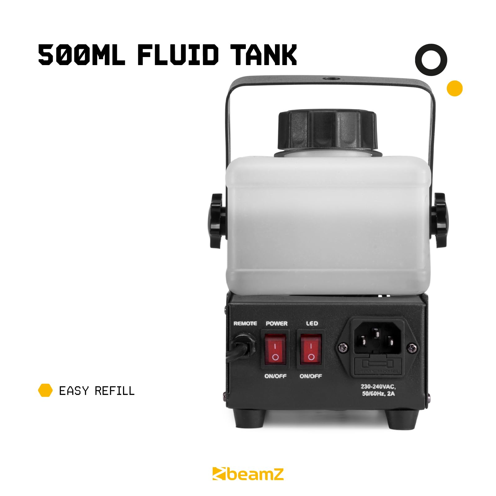BeamZ RAGE600LED - Máquina de humo con DMX para fiestas y eventos | Máquina de calidad, funcionamiento silencioso y continuo, gran capacidad de niebla, perfecto para conciertos y espectáculos
