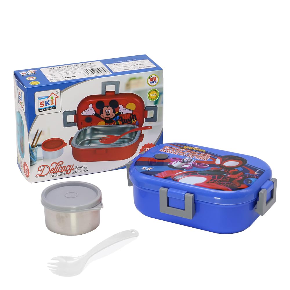 SKi Homeware Delicacy Insulated Stainless Steel Lunch Box For Kids Spidey (400Ml, Leak-Proof & Air-Tight Snack Box, For School | With A 150Ml Steel Inner Container & A Steel Spoon) (B0C7N19ZHJ) Amazon Price History, Amazon Price Tracker