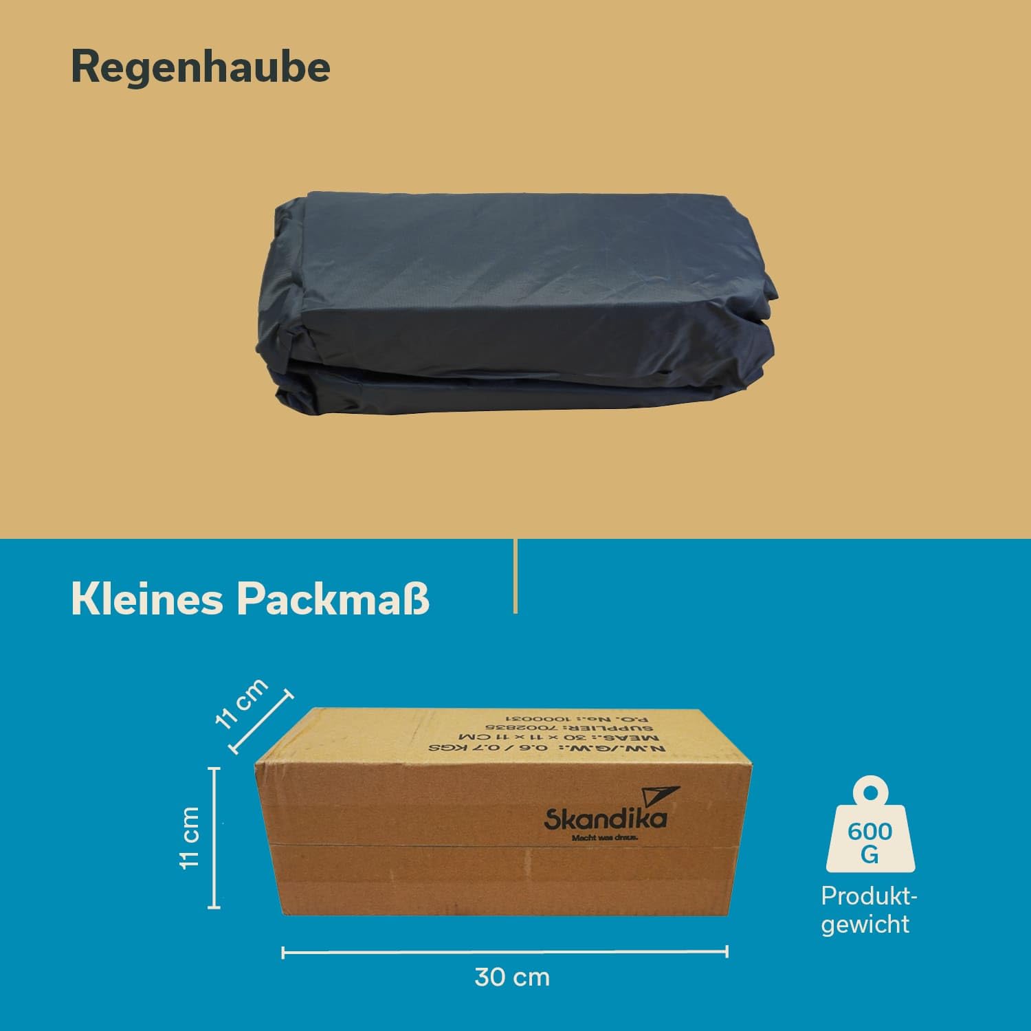 Skandika Regenhaube für Zeltliege Haug | separater Regenschutz, wettergeschützte Ventilationsöffnungen, einfache Befestigung, 1.500 mm Wassersäule | Regenhülle