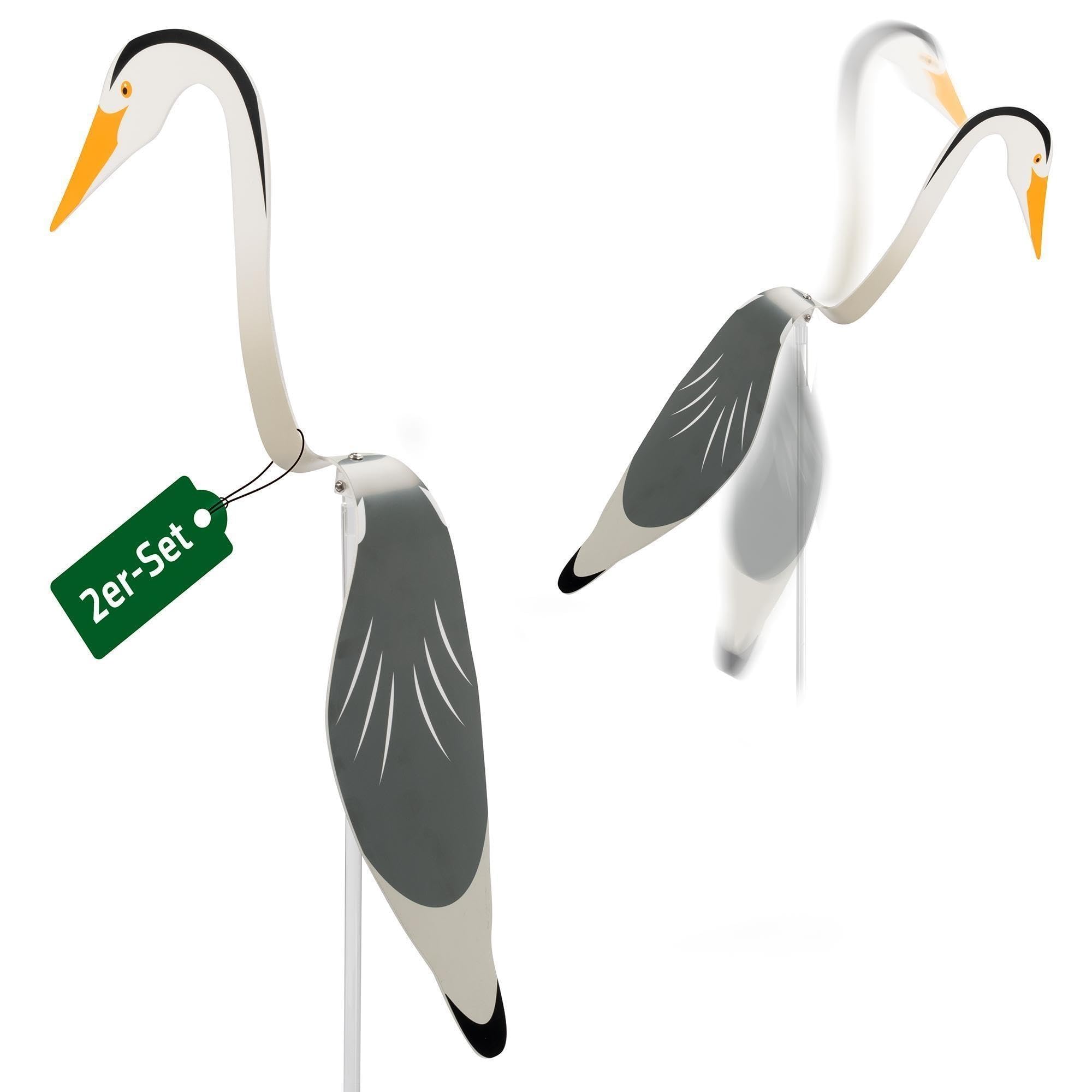 Gardigo® Heron Deterrent Twist - Set of 2 | Floating Motion Heron Decoy | Moving Garden Bird Scarer | Ground Spike for Secure Mounting | Pond Protection Against Herons