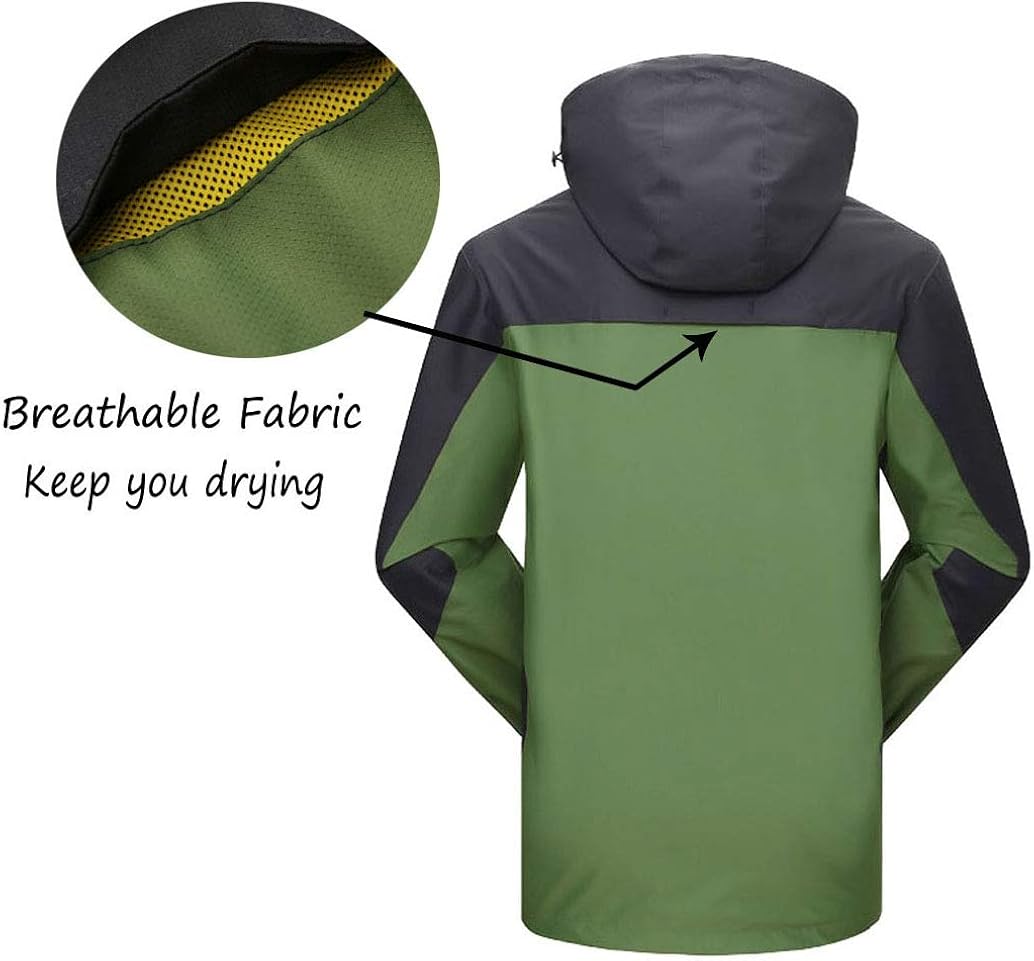 Rdruko Men's Hiking Jacket Waterproof Windproof Casual Outdoor Softshell Raincoat Sportswear Hooded