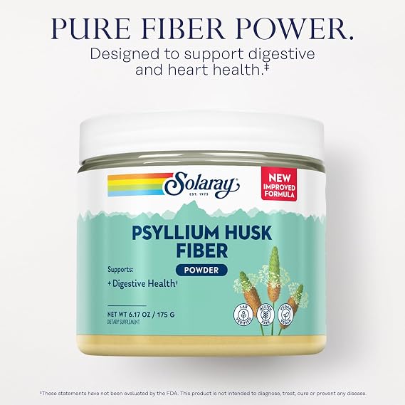 SOLARAY Psyllium Husk Powder and Super Digestaway - Psyllium Fiber Supplement, Digestion, Regularity, Heart Health Support - Digestaway w/Digestive Enzymes Betaine HCl, Pancreatin, Papain 50/180 Serv