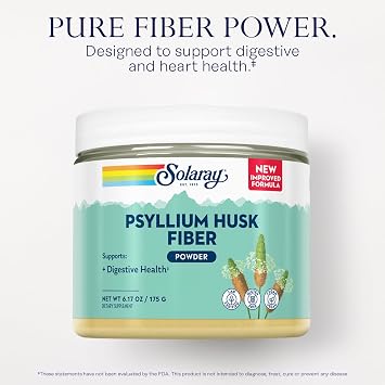 SOLARAY Psyllium Husk Powder and Super Digestaway - Psyllium Fiber Supplement, Digestion, Regularity, Heart Health Support - Digestaway w/Digestive Enzymes Betaine HCl, Pancreatin, Papain 50/180 Serv
