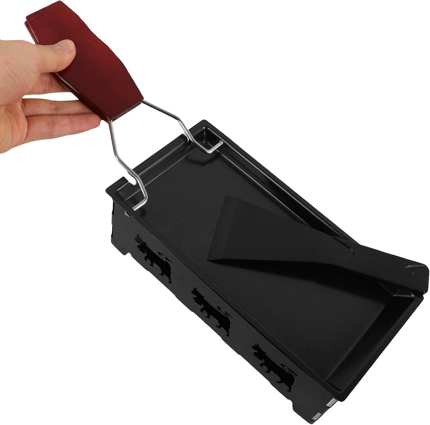Raclette Cheese Melter Grill with Folding Wood Handle