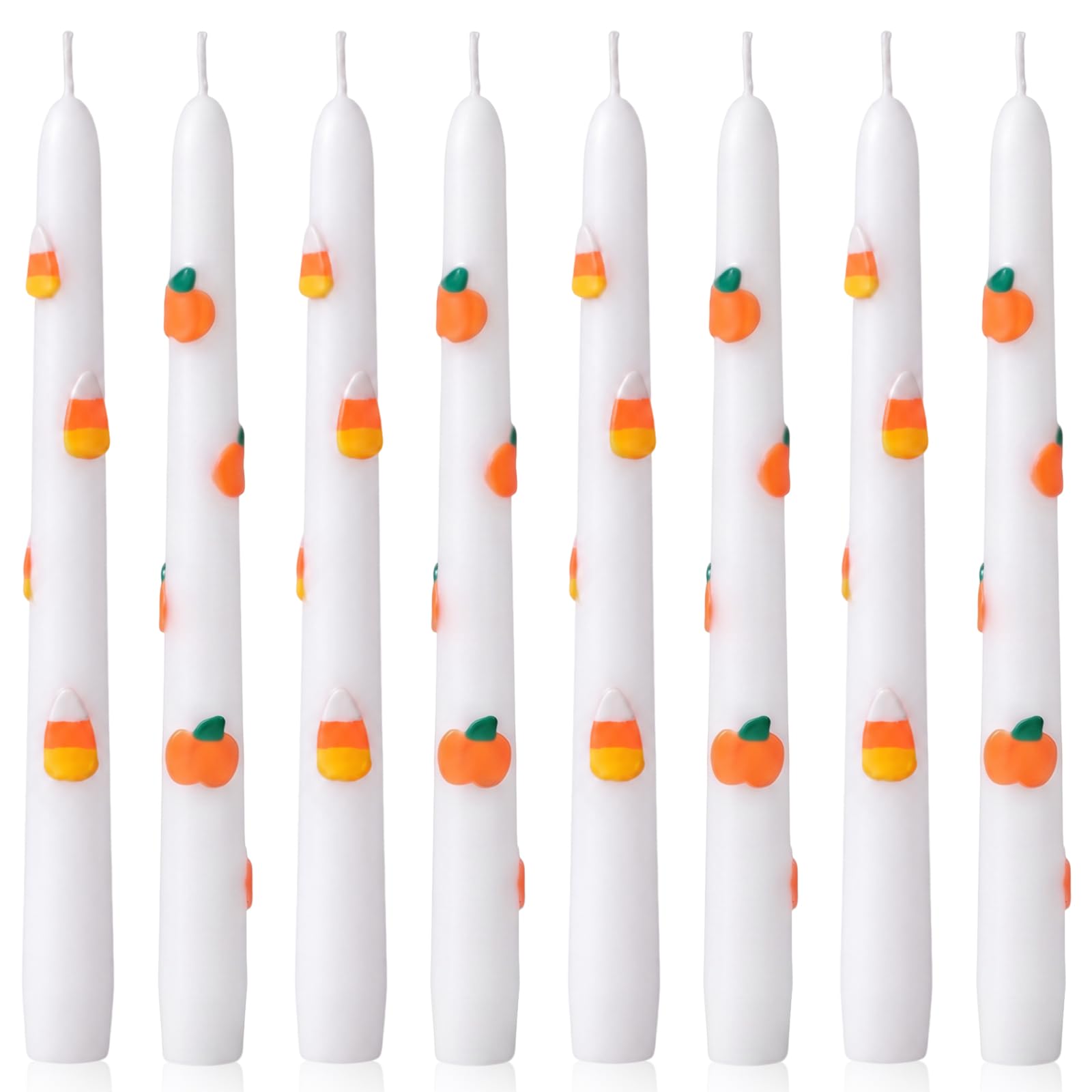 Lyrow Paquete de 8 velas con icono de Halloween espeluznantes velas perfumadas de caramelo de calabaza para decoraciones de Halloween, suministros de fiesta, decoración del hogar, regalos (caramelo de