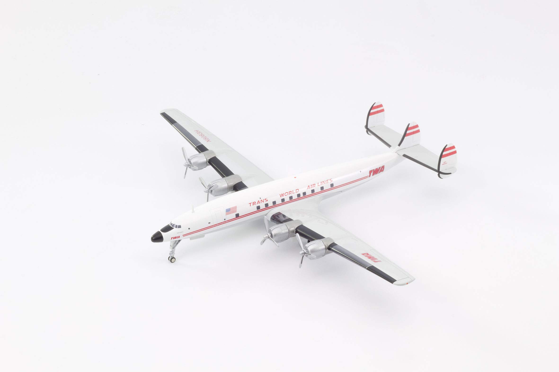 Herpa model samolotu TWA - Trans World Airlines Lockheed L-1649A Jetstream, skala 1/200, model, egzemplarz kolekcjonerski, bez podstawki, figurka metalowa