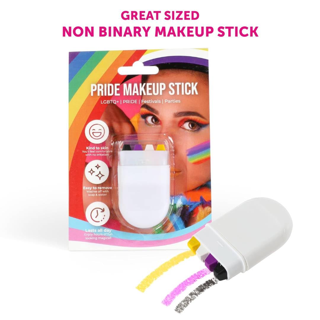LOVETRENDS Bâton de maquillage pour visage drapeau panexuel - Rose, jaune et cyan - Maquillage LGBTQ+ Pride