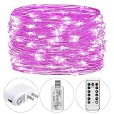 HSicily Fairy Lights Plug in, 8 Modes 33ft 100 LED USB String Lights with Adapter Remote Timer Purpl