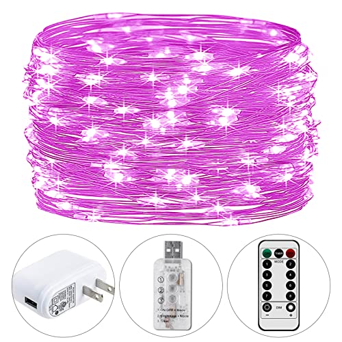 Hsicily Fairy Lights Plug In, 8 Modes 33Ft 100 Led Usb String Lights With Adapter Remote Timer Purple Twinkle Lights For Christmas Thanksgiving Bedroom Patio Wedding Party Indoor Outdoor #TOP19