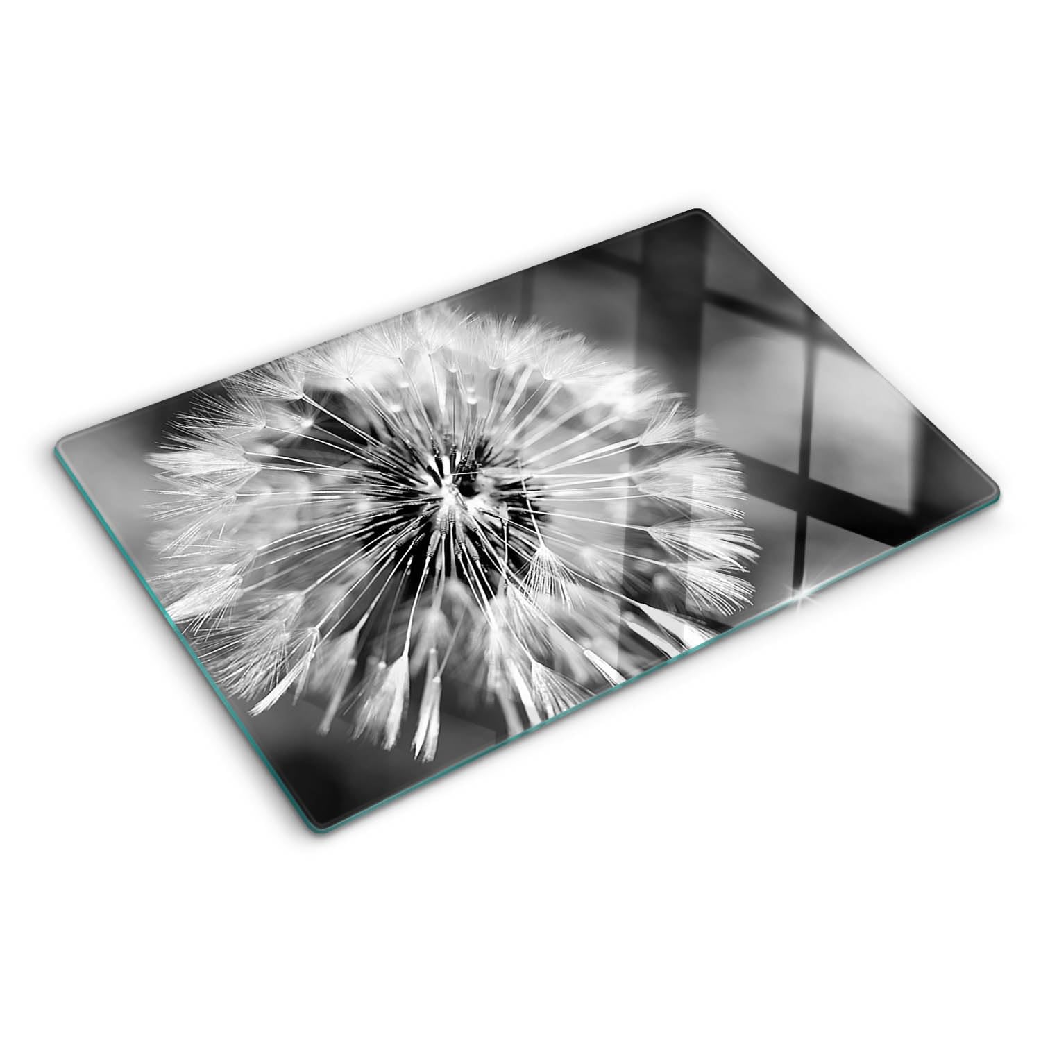 Tagliere Vetro Temperato 80x52 cm Antigraffio con Piedini Antiscivolo Rettangolare Resistente al Calore Facile da Pulire da Cucina con Stampe Durevole e Igienico - Motivo con dente di leone