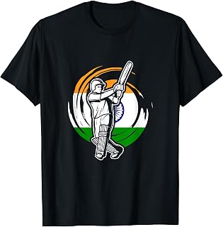 India Cricket Player Indian Flag Cricket Team Batter T-Shirt