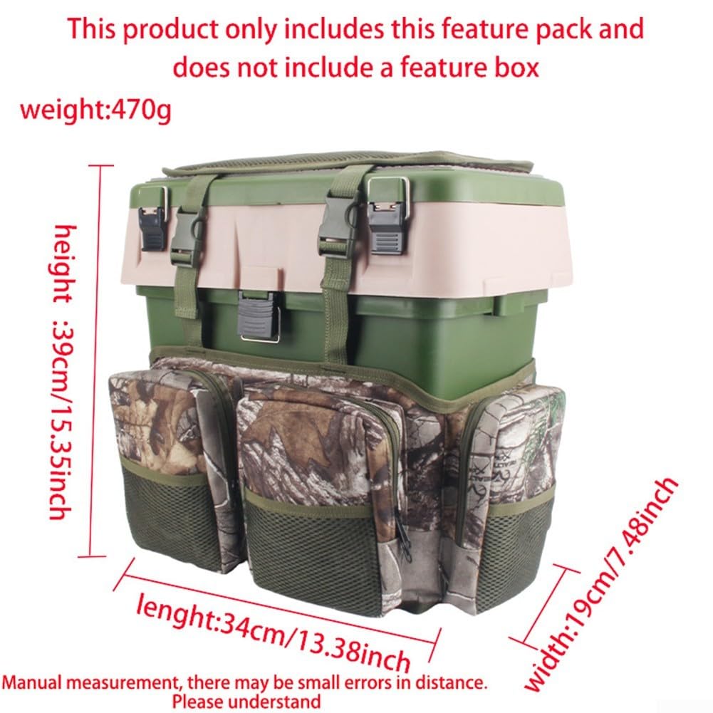 Caja de Asiento de Pesca Bolsa, Pesca Mochila con 3 Espacios para Jugar, para Pesca, Senderismo, Picnic, Senderismo, 39 x 34 x 19 cm, Camouflage, Moderno