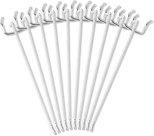 SNOMEL 10 ganchos en forma de L galvanizados para tablero de clavijas, cerraduras de clavija de metal, colgador de tablero de clavijas resistente,