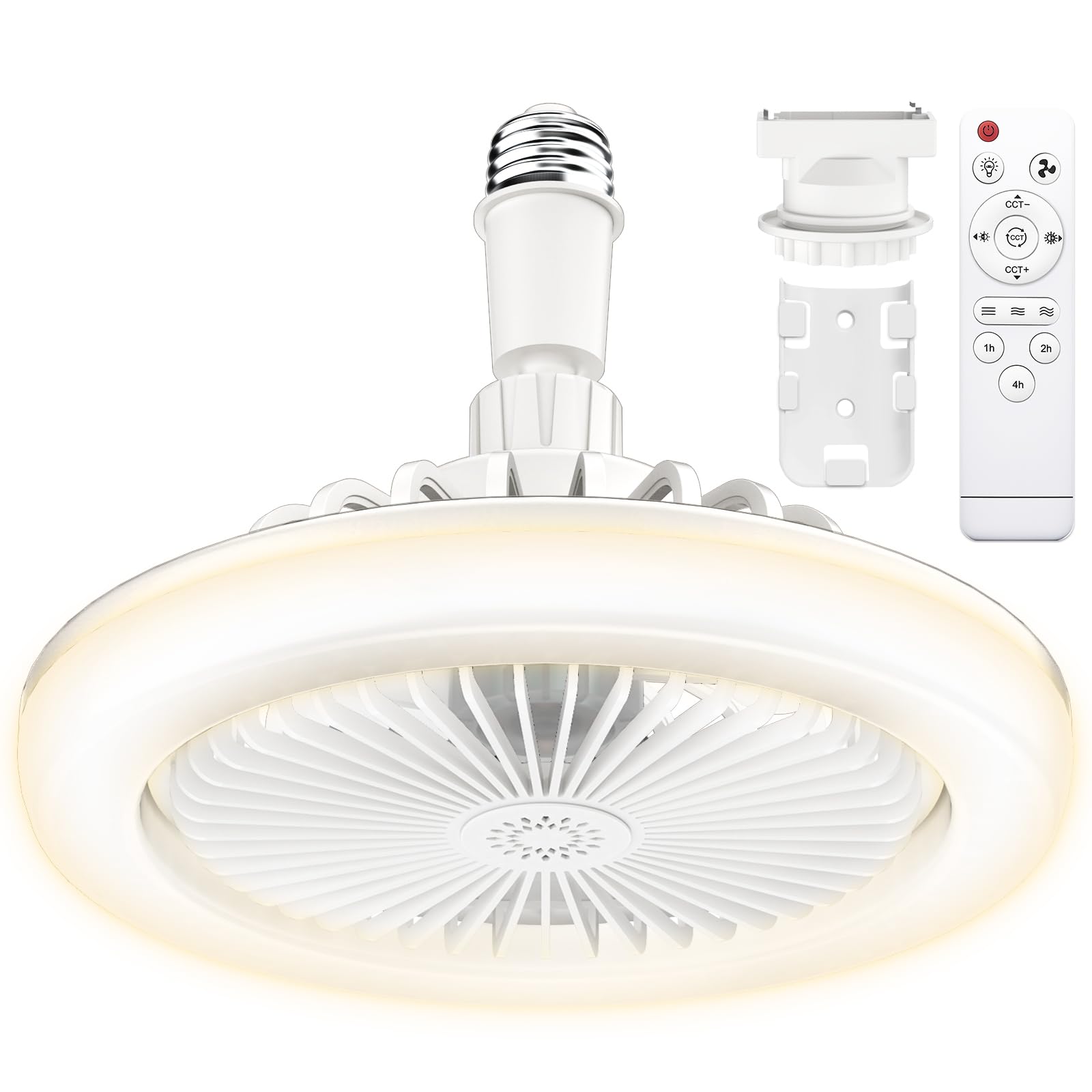 TENKOO&YOU シーリングファンライト【小型・極コンパクト】6畳 24W 2000lm led ファン付き照明 正逆回転 壁スイッチメモリー機能 E26口金 三相DCモーター 扇風機 タイマー 無段階調光調色 角度調節 薄型 軽量 節電 暑さ対策 天井照明 リモコン/角型引掛けソケット付き