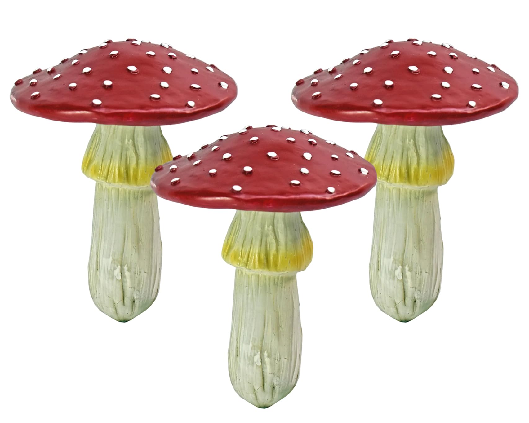 Set of 3 Red Mushroom Garden Stakes, Resin Toadstool Ornaments Lifelike Sculpture Patio Decorative Figure, Outdoor for Lawn Garden Bed Yard Decoration (3 Mushroom Stakes)
