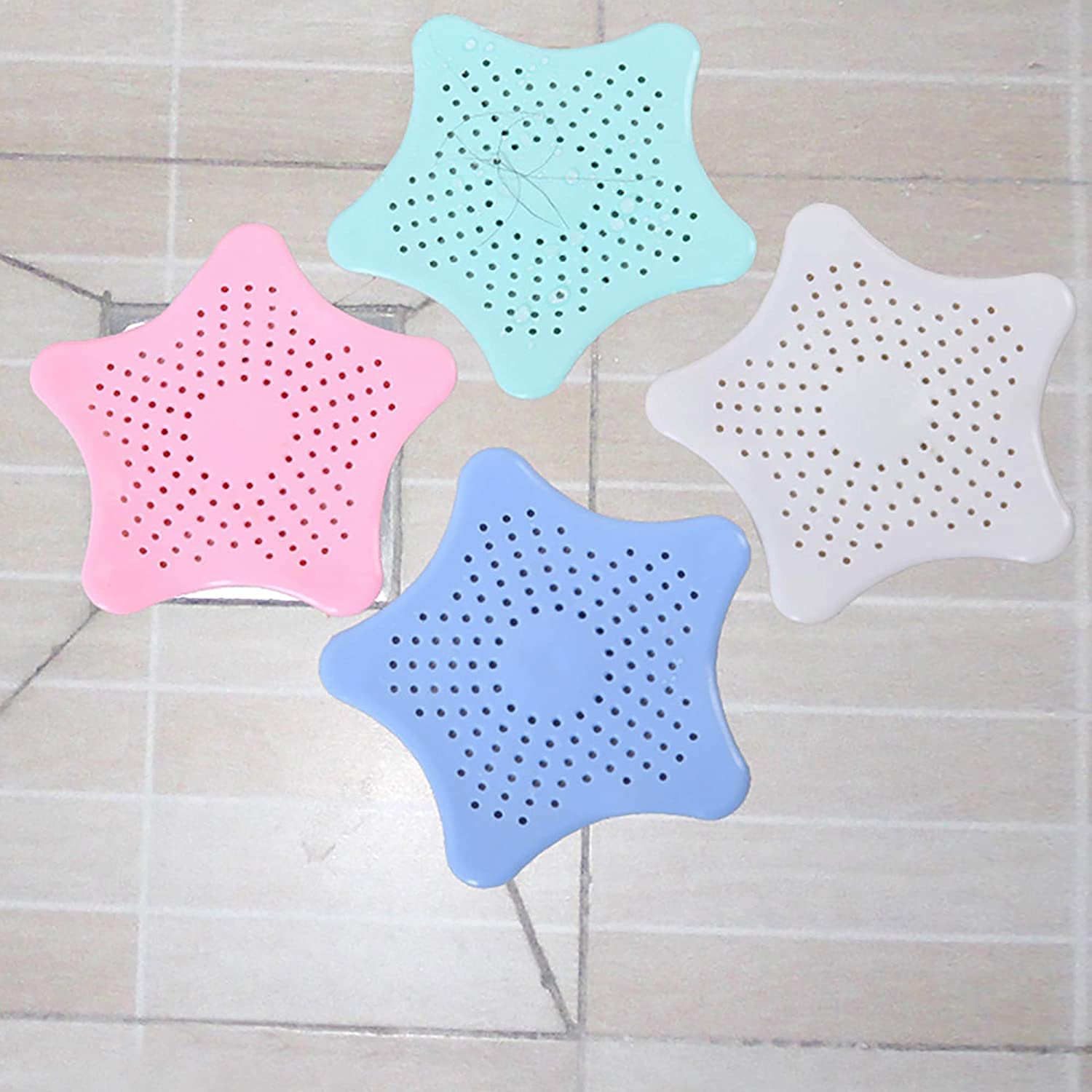 4 Pcs Silicone Hair Catcher Shower Drain Cover Hair Trap Rubber Sink Basin Strainer Filter Pipe Sewer Drain Protector Anti-Slip for Bathroom Shower Bathtub Kitchen with Suction Cup Star Shape (B09WN6VBHN) Amazon Price History, Amazon Price Tracker