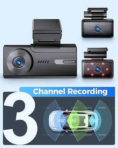 Miniatura 9 de AZDOME M580 3 canales 5K Dash Cam, 5G WiFi Dash Cámara para coche con tarjeta de 64 GB, frontal y trasera interior 4K+1080P+1080P, IR WDR visión