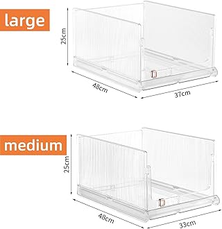 Stackable Closet Organizers and Storage,Closet Drawer Organizer Folding Wardrobe Clothes Organizer for Closet Drawers,Plastic Drawer Basket Closet Storage for Wardrobe Kitchen Bathroom Office (large)