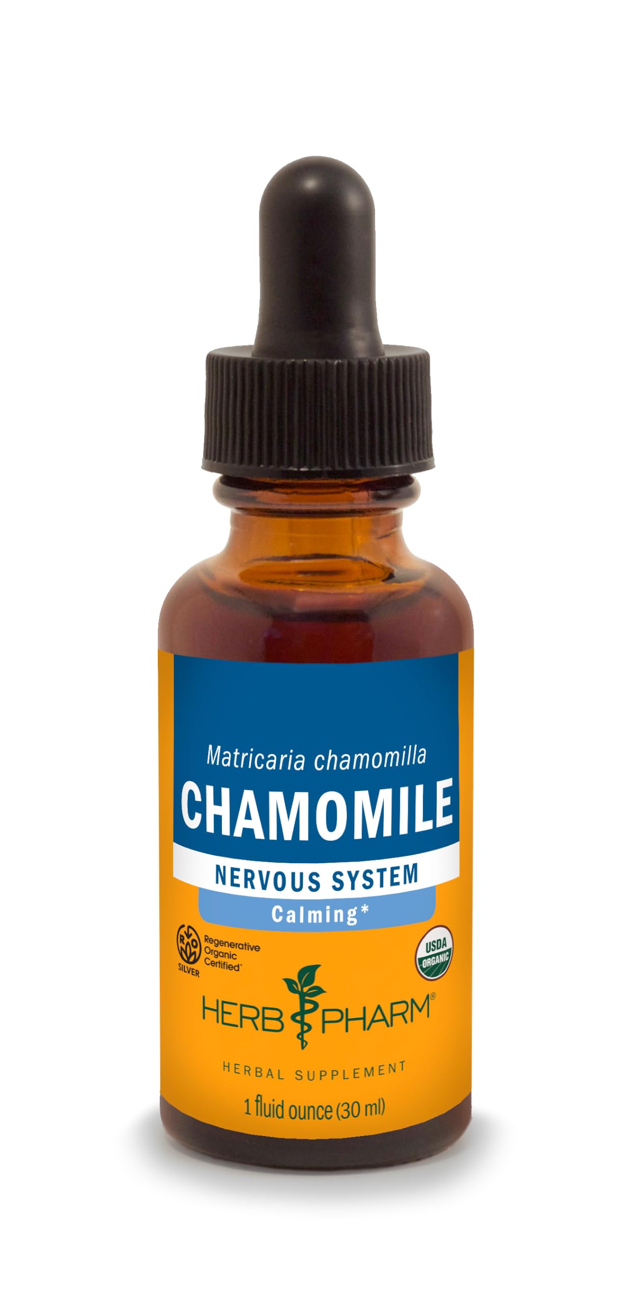 Herb Pharm Chamomile Liquid Extract: USDA Organic | Calming Nervous System Support, Stress Support Chamomile Supplement | Fast-Absorbing & Sugar-Free, Made with Organic Chamomile Flowers, 1 oz* 1 Fl Oz (Pack of 1)