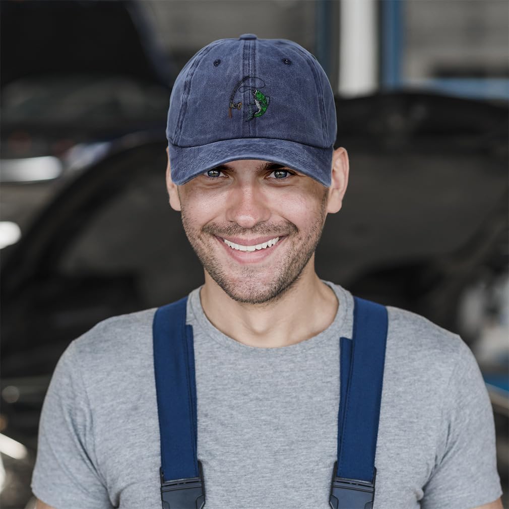 Soft Baseball Cap Embroidered Dad Hat Sport Fishing Fish Logo Embroidery Vintage Hats Washed Baseball Cap - Image 2
