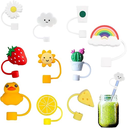10 fundas de popote para popotes reutilizables, protector de paja con forma colorida para popotes de 6 a 0.315 in, sellado hermético a prueba de