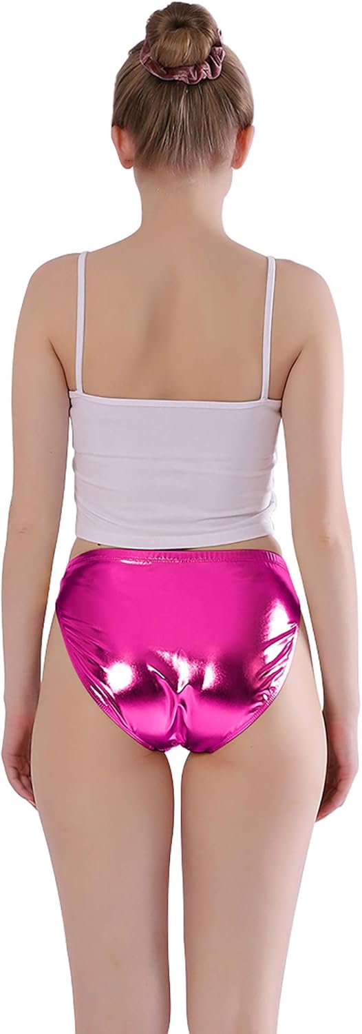 Kepblom Women Shiny Metallic Panty Briefs High Cut Ballet Dance Underwear Shorts - Image 4