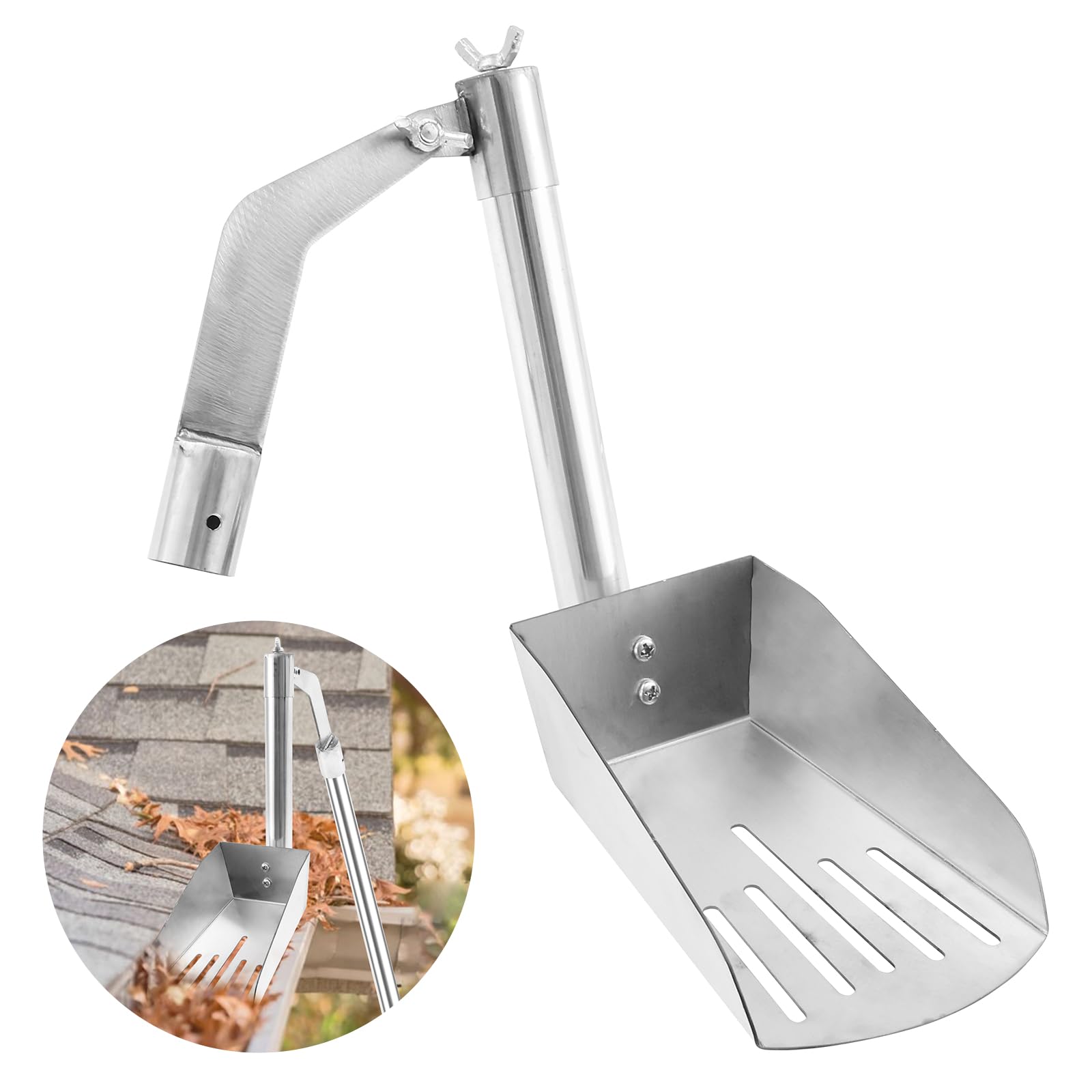 Pala per grondaia, in acciaio inox, per la pulizia di foglie e sporcizia, per grondaie, fughe per grondaie