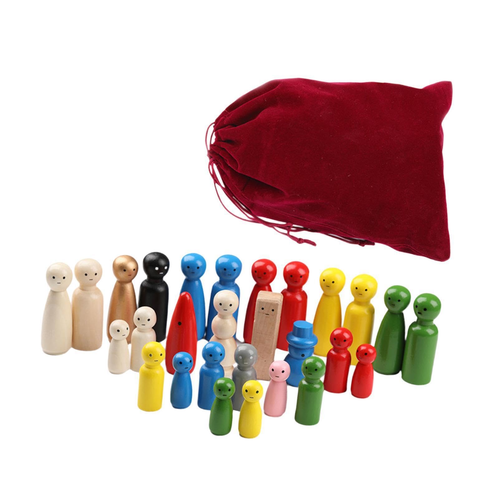KIXZSAZ Wooden Peg Dolls Smoothly Finished Decorative Figures For Kids Inviting Creativity Pretend Play And Educational Crafting Wood Figures DIY Painting Art