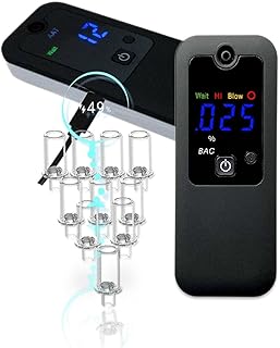 Breathalyzer, Professional Sensor Breath Alcohol Tester High-Accuracy Rechargeable Digital Breathalyzer Personal & Professional Use with 10 Mouthpieces