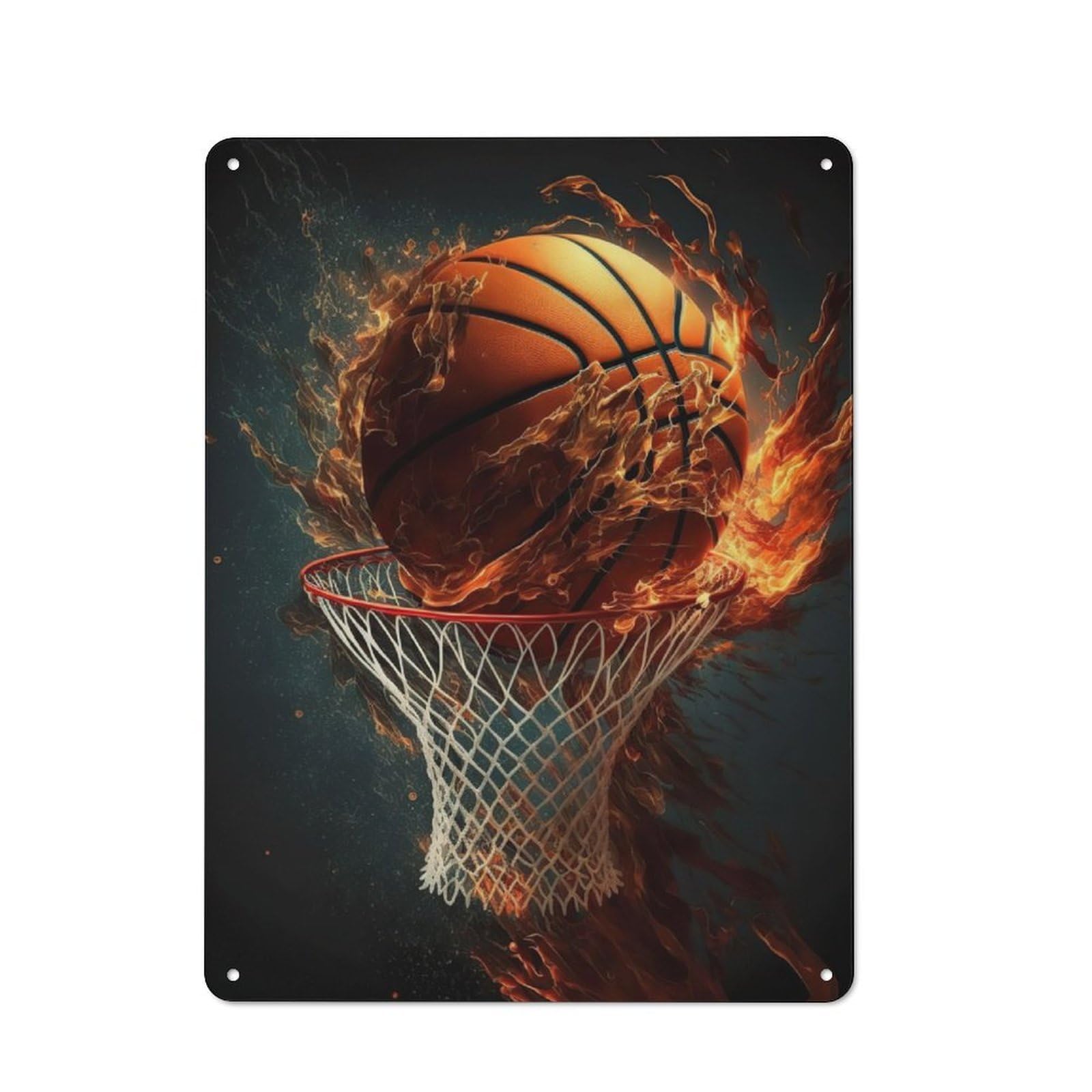Basketball Cottage Style Metal Wall Decor 40x30cm, Farmhouse Metal Sign for Kitchen, Cottage, Porch Or Garden Room