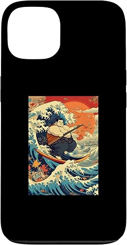 Miniatura 10 de Funny Surfing Sumo Wrestler on Kanagawa Great Wave Case for iPhone 14