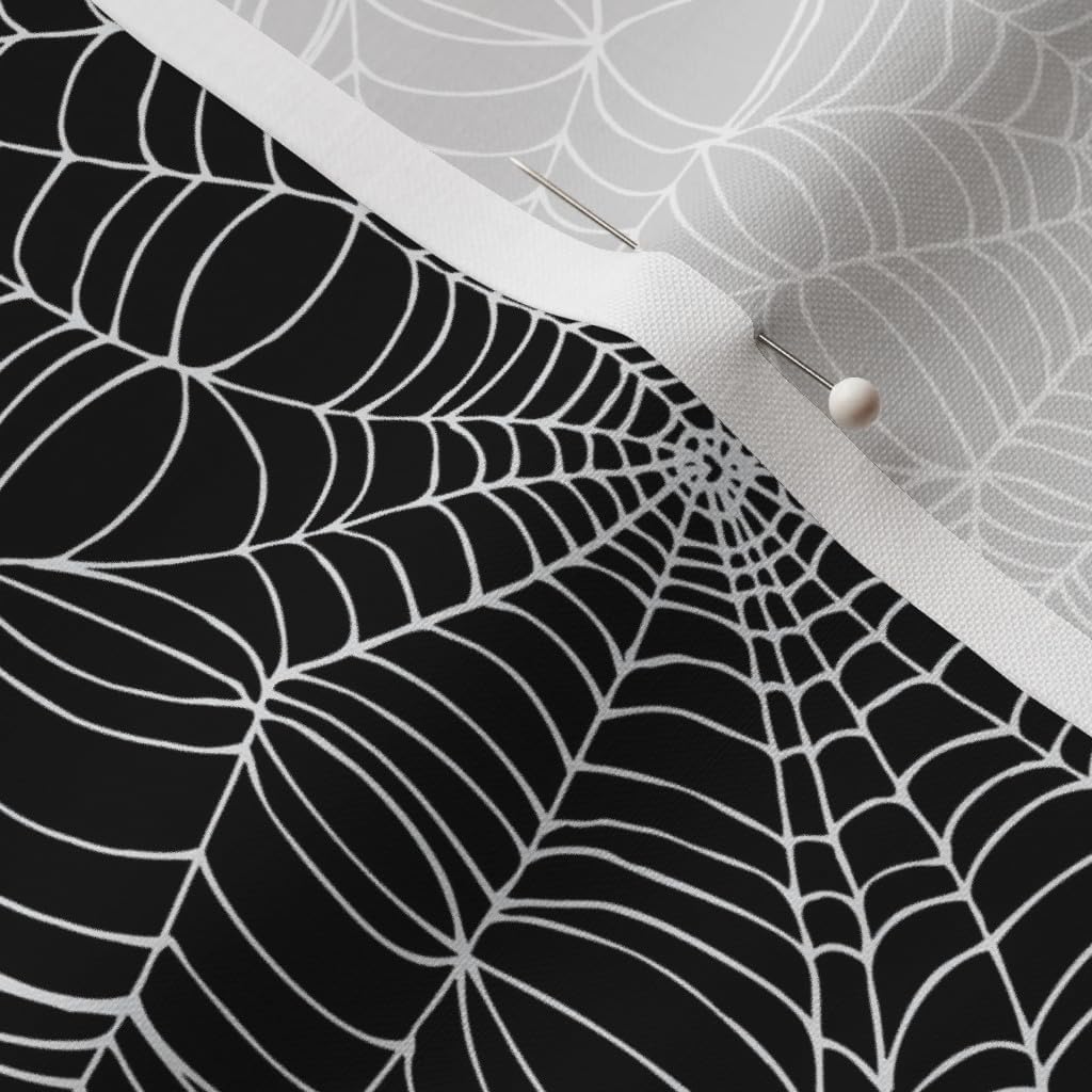 Spoonflower Fabric - Spider Web Halloween White Black and Spooky Witch Halloween Gothic Printed on Petal Signature Cotton Fabric Fat Quarter - Sewing Quilting Apparel Crafts Decor