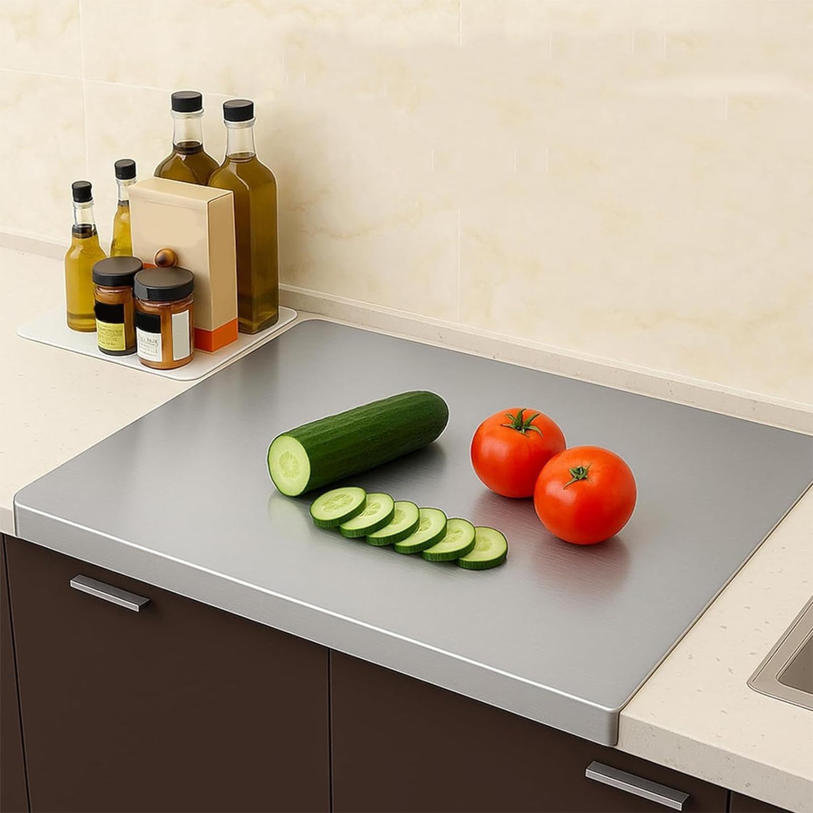 Tabla De Picar Cocina Apto Alimentos Antideslizante Inoxidable Borde Alto