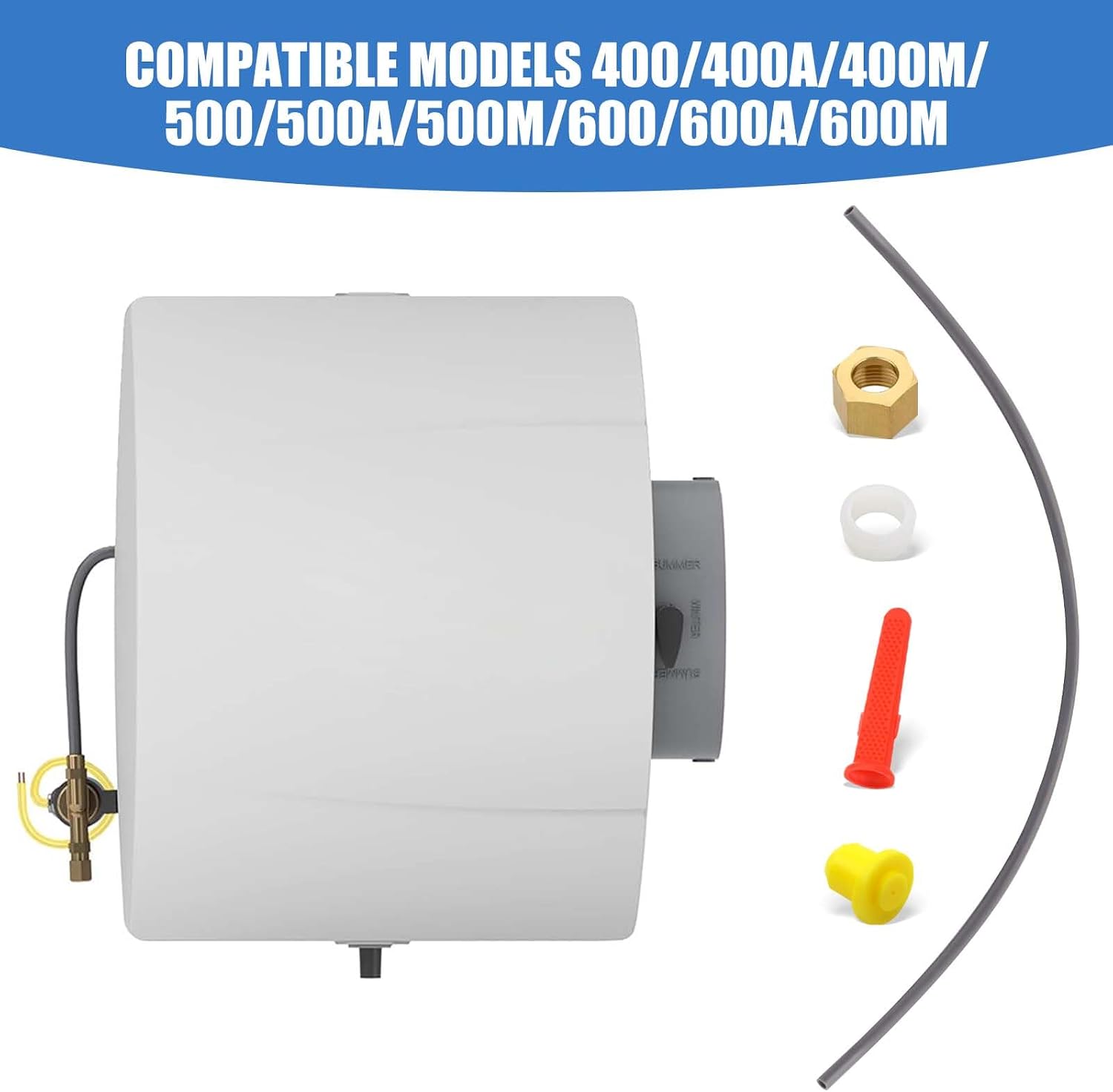 4335 feed tube with sleeve for 600 Aprilaire Humidifiers 400, 500, 600A,Includes Yellow Orifice (4231), in-line Strainer (4004) humidifier hose parts Includes Compression Sleeve and Nut accessories.