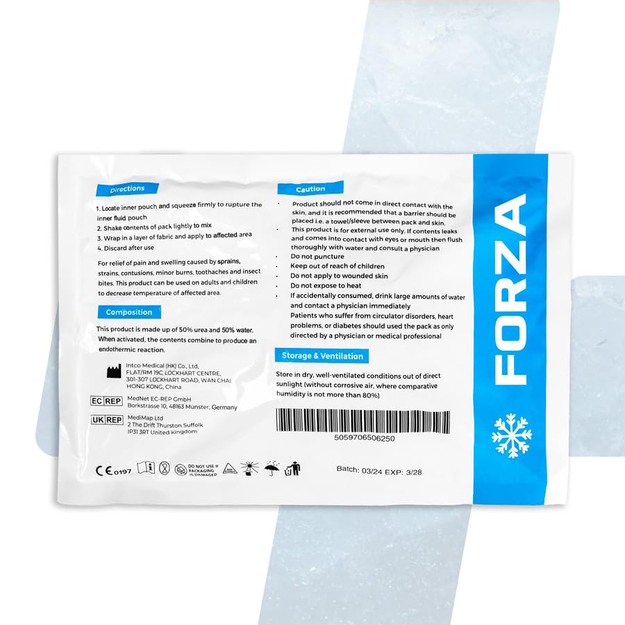Forza - Paquete de hielo instantáneo (200 g, primeros auxilios, paquete de compra a granel